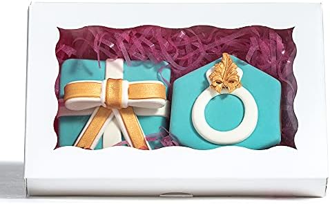 RomanticBaking 100 Pack Auto-Popup 7 x 4 3/8 x 1 1/2 Cookies boxes for 2 Macaron Boxes White Chocolate Covered Ore Boxes Pastry Boxes Cakesickle Boxes Bakery Boxes with Window