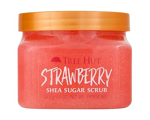 Tree Hut Strawberry Shea Sugar Scrub | Exfoliating Body Scrub Removes Dead, Dry Skin for a Soft & Hydrated Feel | Nourishing Essential Body Care | 18 fl oz.