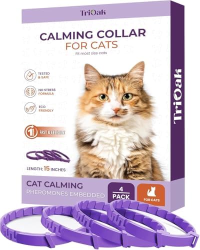 Calming Collar for Cats: Pheromone-Infused Anxiety Relief for Cats, Stress & Behavior Control, Long-Lasting 30-Day Effect, Adjustable & Waterproof, 4 Pack (Purple)