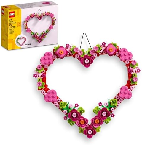 LEGO Heart Ornament Building Toy Set - Fun Arts and Crafts Idea for Girls and Boys, Ages 9+ - Gift for Kids - Display on The Wall as Home Decoration - 40638