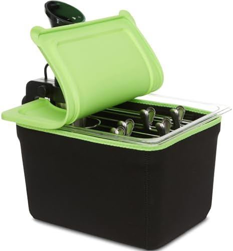 Sous Vide Container 12 Qt Compatible with Anova All Models,Breville Joule, Instant Pot Sous Vide Cooker, Includes Universal Silicone Lid - Removable Rack with 5 Stainless Steel Clips-Insulation Sleeve