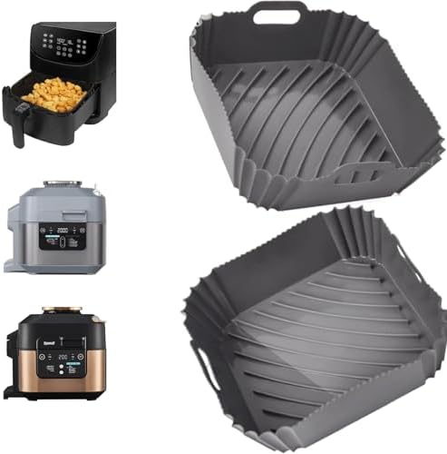 Air Fryer Silicone Liners for Ninja SF301 SF303CO Speedi for Ninja AG301 AF141 AF181, Liners for COSORI 6-Qt Instant Vortex,TOWER, Tefal Air fryer 2PCS Air Fryer Silicone Pot for Ninja ON400UKCP
