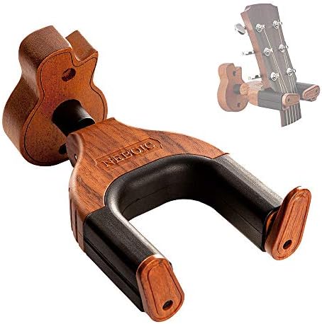 Guitar Wall Mount, Auto Lock Guitar Wall Hanger, Hard Wood Base in Guitar Shape Guitar Hook, Guitar Holder for Acoustic, Electric, Classical, Bass Guitars, Guitar Accessories