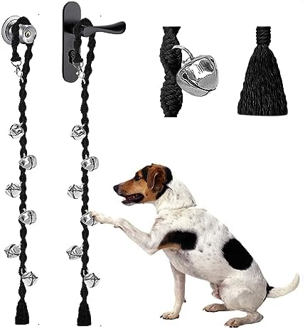 Dog Bells to Go Outside & Puppy Potty Training, Adjustable Dog Door Bell Ring to Go Potty, Handmade with Premium Yarn. Twisted Style, Black 2 Pack