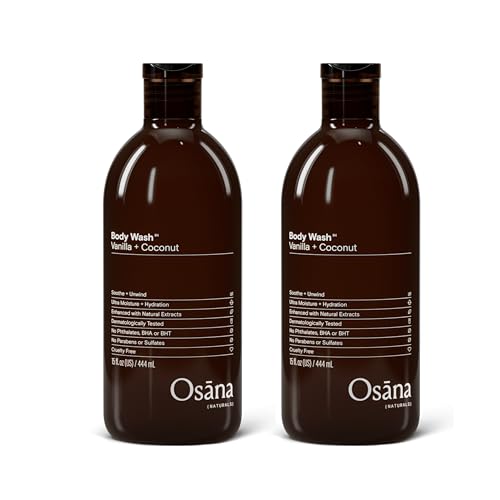 Osana Body Wash to Hydrate, Refresh and Reinvigorate Skin, Enhanced Fruit Extract & Natural Ingredients, Vanilla & Coconut Scented, 15oz Dual Pack