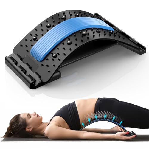 NNUIBY Back Stretcher for Low Back Pain Relief, Multi-Level Back Cracker with Magnet, Upper & Lower Back Pain Relief Device for Herniated Disc, Sciatica, Scoliosis