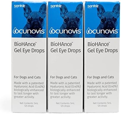 Sentrx Ocunovis Gel Eye Drops for Dogs & Cats, Eye Lube for Dogs Allergy Relief Lubricant, Dogs with Dry Eyes, Artificial Tears, 5 ml (3-Pack)