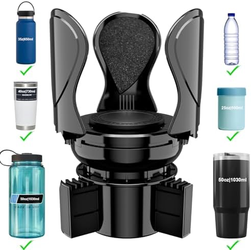 Car Cup Holder Expander, Cup Holder Extender Adapter with Expandable Arm and Adjustable Base, Compatible with Yeti Ramblers 14-64oz, Hydro Flasks 18-64oz Most Coffee Mugs Bottles & Cups