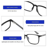 BLUEMOKY Blue Light Reading Glasses for Men，Sport Square Frame Readers, Anti Glare Computer Glasses(Black,3.00)