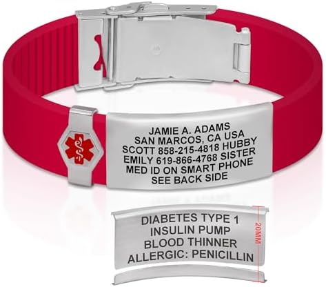 Divoti Custom Engraved Medical Alert ID Bracelet – Dual-Sided Laser Etching, Silicone Wristband, Stainless Steel Security Clasp – Adjustable & Trim-to-Fit – Emergency Medical Info Band for Men & Women