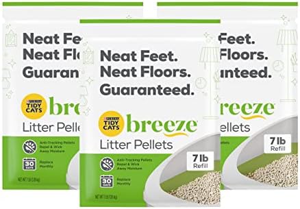Tidy Cats Breeze Litter Pellets Refill Pouch, Made for Multiple Cats, Anti-Tracking Pellets for Breeze Litter System (7 lb (Pack of 3))