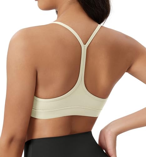 ODODOS Cloud Feeling Y Racerback Sports Bra for Women Wirefree Padded Strappy Yoga Bra