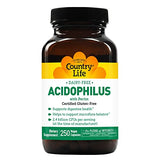 Country Life Dairy-Free Acidophilus with Pectin, 2.4 Billion CFUs, 250 Vegan Capsules, Certified Gluten Free, Certified Vegan