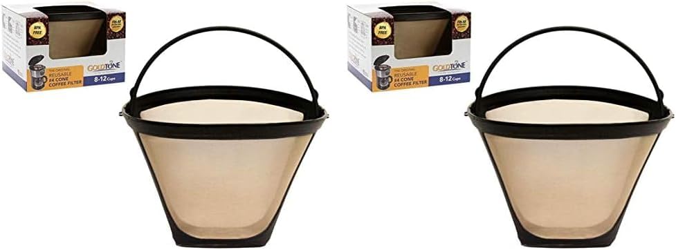 GoldTone Brand (Made in the USA) Reusable No.4 Cone Style Replacement Coffee Filter replaces your Cuisinart Permanent Coffee Filter for Machines and Brewers (2 Pack)