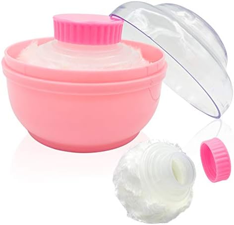 Storage Body Powder Container, Large 3.5" Fluffy Body After-Bath Powder Case, Baby Care Face/Body Villus Powder Puff Box, Makeup Cosmetic Talcum Powder Container with Hand Holder (LightCoral)