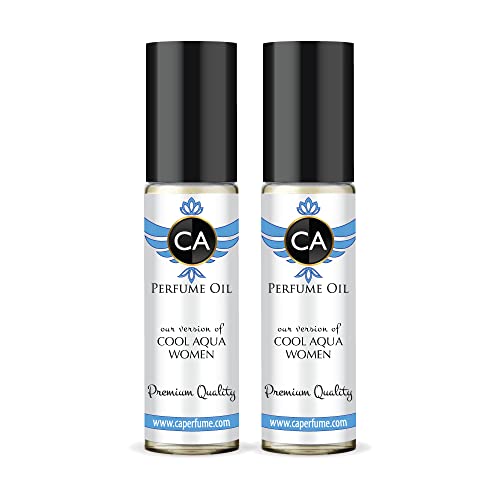 CA Perfume Club Impression of Dvdof Cool Aqua Women For Women Replica Fragrance Body Oil Dupes Alcohol-Free Essential Aromatherapy Sample Travel Size Concentrated Long Lasting Roll-On 0.3 Fl Oz-X2