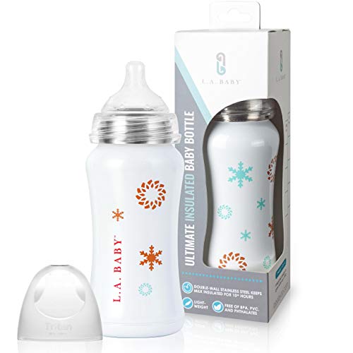 Ultimate Stainless Steel Baby Bottle 9oz Insulated Baby Bottle | Insulate Milk for 10+ Hours | Non-Toxic Food-Grade Stainless Steel & Food-Grade Silicone Slow Flow Nipple | Leak-Free Design - White