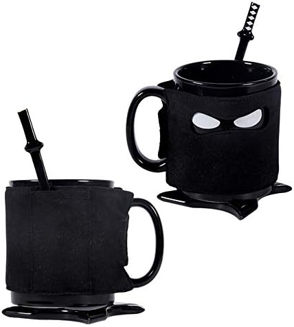 WXB Personalized Ninja Creative Ceramic Mug,Office Home,Coffee,Mmilk,Tea,Beverage,Water Cup (black)