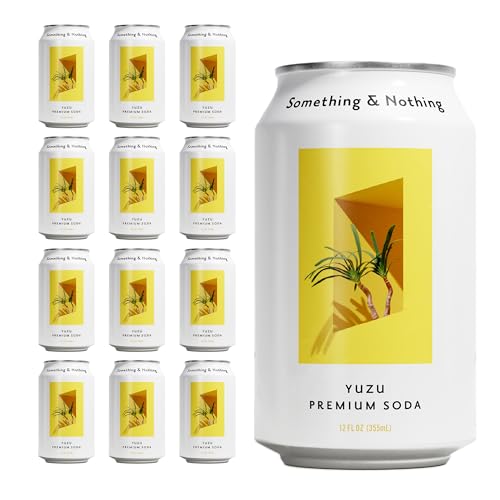 Something & Nothing Flavoured Sparkling Water - Lightly Carbonated, Full Flavoured with Added Grape & Lemon Juice | Vegan & Low Calorie Soda | 350ml Cans, Pack of 12 (Yuzu)
