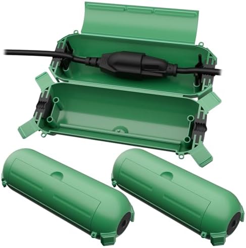 [3 Pack] Flemoon Outdoor Extension Cord Safety Cover, IP44 Weatherproof Electrical Box to Protect Outdoor Outlet, Plug, Socket, Halloween, Christmas Holiday Decoration Light, Green