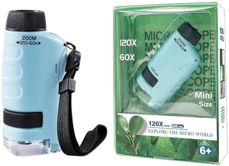 2025 Mini Microscope for Kids,Little Marvin Miniscope,Pocket Microscope for Kids,Little Scientist Microscope,Handheld Microscope for Kids,Portable Mini Microscope for Kids Blue