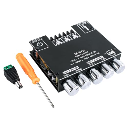 2.1 Channel Bluetooth Audio Power Amplifier Board 50W×2+100W with Treble and Bass Control for DIY Bluetooth Speaker Home Theater