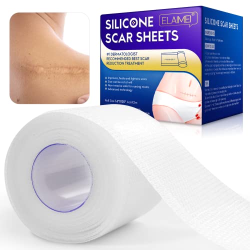 Silicone Scar Sheets - Gel Silicone Scar Tape (1.6” x 120”), Invisible Medical Grade Scar Silicone Strips, Transparent Removal Scar Patches for Keloids, Burn, C-Section, Acne