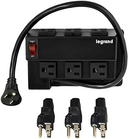 Legrand - OnQ Media Enclosure Power Strip, Half Width for Power Strip Media Cabinet, Power Strip to Optimize Cable Management with 6 Outlets, 3 IEC C13 Adapters,1 IEC C7 Adapter, Black, AC1031