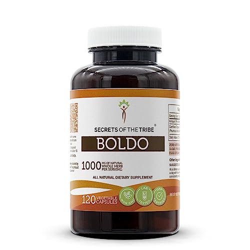 Secrets of the Tribe Boldo 120 Capsules, 1000 mg, Boldo (Peumus boldus) Dried Leaf (120 Capsules)
