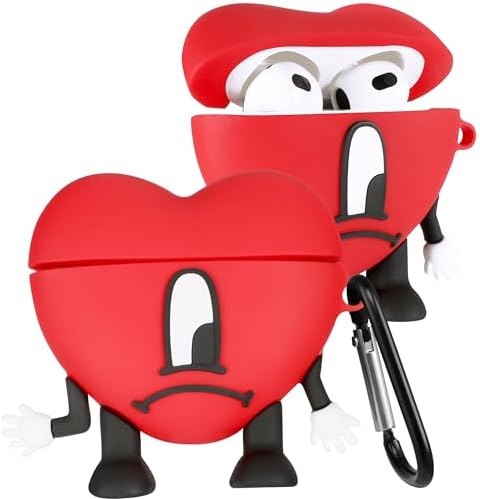 Mulafnxal for Airpod Pro 2nd/1st Generation Case - Cute Women Girls Cartoon 3D Soft Silicone for Air Pods Funny Fun Cover Pretty Girly Kids Teens Boys Kawaii Cool Unique Design Cases, Red Heart