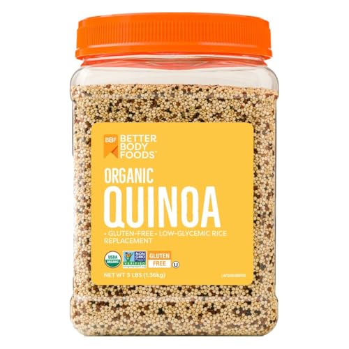 BetterBody Foods Organic Quinoa, Vegan, Gluten Free, Low Glycemic Rice Replacement, 3 Lb