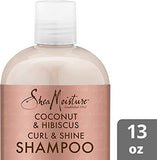 SheaMoisture Shampoo - Coconut & Hibiscus Curl & Shine Shampoo for Curly Hair in Women with Coconut Oil/Vitamin E/Neem Oil, Sulfate Free Coconut Shampoo to Nourish Curls, 13 Fl Oz Ea (Pack of 4)