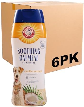 Arm & Hammer for Pets Soothing Oatmeal Pet Shampoo Moisturizing Dog Shampoo with Gentle Cleansing Formula Vanilla Coconut, 20 Ounces - Shampoo for Pets (Pack of 6)
