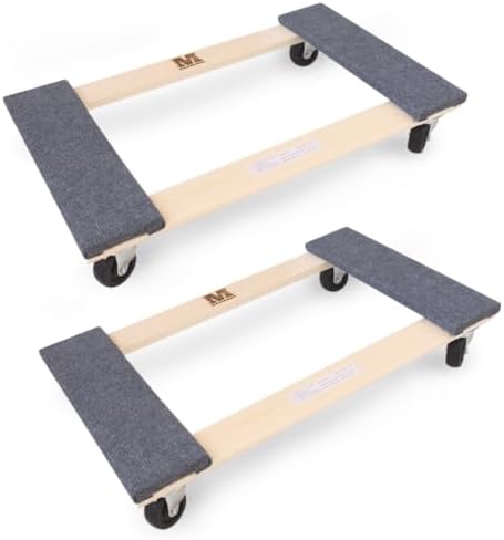 MaxWorks 50857 1320 lbs. Capacity 18 in. x 30 in. Hardwood Furniture Moving Dolly KD Version, Two Pack