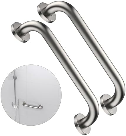 2 Pack 16 Inch Shower Grab Bar 1.25" Diameter, ZUEXT Satin Brushed Nickel Stainless Steel Bathroom Grab Bar, Bath Balance Bar,Safety Hand Rail Support,Handicap Injury Elderly Senior Assist Bath Handle