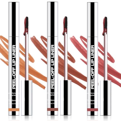Timbersonic Peel off Lip Liner, Timbersonic Peel off Lip Stain, 8 Colors Lip Stain Peel off Tint Tattoo Color Waterproof Long-Lasting, No Smudging, Non-Stick Cup (#01+02+03)