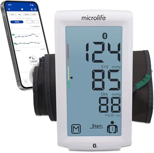 Microlife Series 800 Smart Upper Arm Blood Pressure Monitor for 2 Users, Wide Range Cuff Fits Standard to Large Adult Arms, Bluetooth Connect to Health App (iOS and Android Compatible)