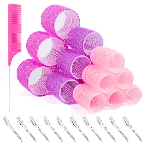 29 PCS Hair Roller Set Hair Curlers, Rollers for Hair Blowout Look with Stainless steel Clips Jumbo Large Medium Hair Curlers for Short Long Hair