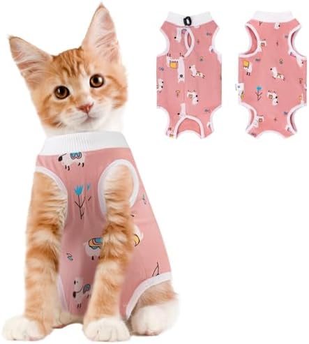 Cat Recovery Suit Female, Breathable Cat Onesie for Cats After Surgery Female for Abdominal Wounds or Skin Diseases, Cat Surgery Recovery Suit Kitten Onesie After Spay Wear Anti Licking