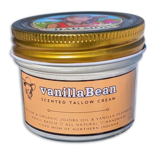 Vanilla Whipped Tallow Cream, vanillaBean by Chad Mom featuring Organic Jojoba Oil, 3oz