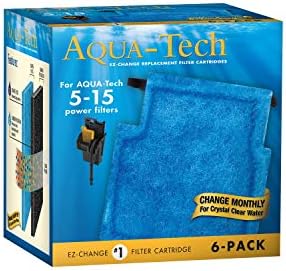 Aqua-Tech EZ-Change Replacement Filter Cartridges for Clear Aquarium Water, 5-15 Power Filters, Blue, EZ Change # 1 - 6 Count (Pack of 1)