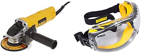 DEWALT Angle Grinder, One-Touch Guard, 4-1/2 -Inch, Yellow, Small with w/Safety Goggle (DWE4011 & DPG82-11C)