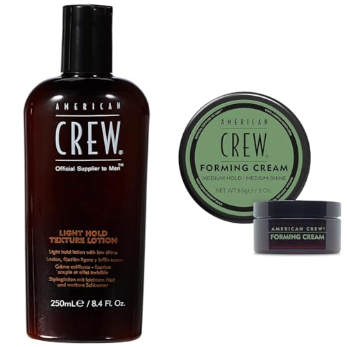 AMERICAN CREW Hair Texture Lotion for Light Hold & Low Shine (Like Hair Gel), 8.4 Fl Oz & Men's Forming Cream for Medium Hold & Shine, 3 Oz (Pack of 1)