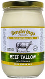 Renderings Beef Tallow, 100% Grass-Fed & Finished, Cooking, Baking and Frying, 14 oz jar (3-Pack)