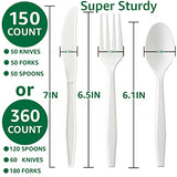 BIOCEAN 100% Compostable No Plastic Knives Forks Spoons Utensils, The Heavyweight Heavy Duty Flatware is Eco Friendly Products for Lounge Party Wedding BBQ Picnic Camping.