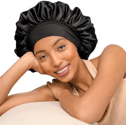 YANIBEST Satin Bonnet for Sleeping Women Double Layer Hair Silk Bonnets for Sleeping with Elastic Band