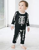 VAENAIT BABY Infant Kids Toddler Boys Girls Halloween Novelty Pajama Set Skeleton White XS