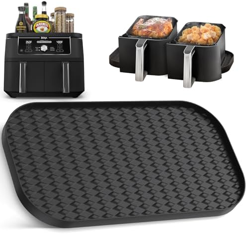 Silicone Mat for Ninja DZ401 D2550 DZ302 Foodi 10 Quart Air Fryer - Protecting Surfaces, Organizing Spice Bottles & Cooling Hot Basket, Multi-Functional DualZone XL 2-Basket Air Fryer Accessory