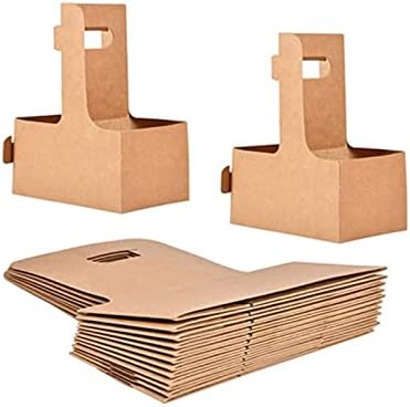 2-Cup Drink Carrier Handle, Kraft Paperboard Handled Drink Carriers 12-30 OZ to Go Coffee Cup Holder for Drinks, Takeout, Cafe and Restaurant Food Service Delivery, 20Pack