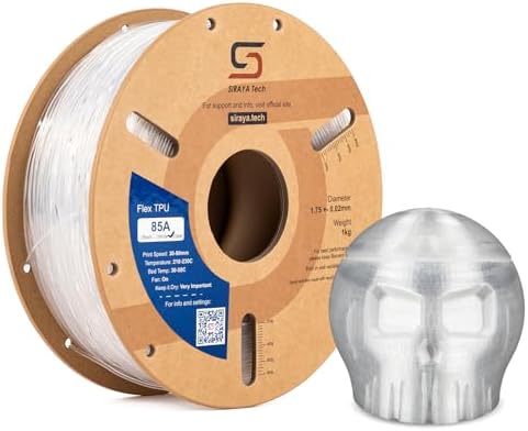 Siraya Tech Flex TPU Filament - 85A Shore, ISO 10993, High Flexibility & Toughness, High Flow & Speed, Easy to Print, Moisture-Resistant Aluminum Bag - Ideal for Footwear, Protective Gear (Clear, 1kg)